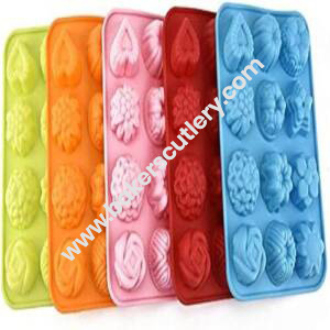 Baker's Cutlery® 12 Cavity Rose Flower Heart Candy Silicone Bakeware Mould For Cake Chocolate Mold Jelly Pudding Dessert Molds Chocolate Making Baking Silicone Mould