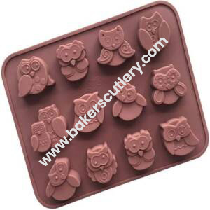 Baker's Cutlery® 12 Cavity Owls Shape Big Silicone Chocolate Mould
