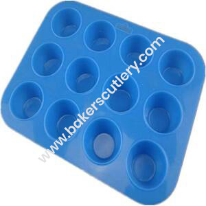 Baker's Cutlery® 12 In 1 Silicon Bakeware Round Shape Mini Cupcake Moulds Muffin Mould