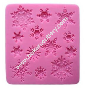 Baker's Cutlery® Snowflake Gum Paste 13 Cavity Silicone Mold For Fondant,  &  Chocolate Mould