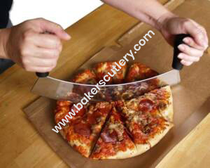 Baker's Cutlery® - 14 Inch Pizza Cutter Double Handle Extra Sharp Blade Multi Purpose Stainless Steel Blade