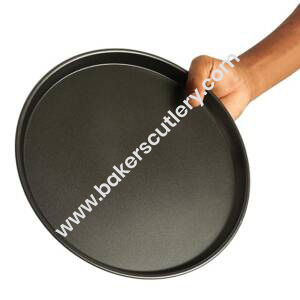 Baker's Cutlery® - 14Inch Nonstick Pan Non Stick Round Plate Cake Pizza Tray Baking Mould | Bake Ware Pizza Pan Used In Microwave Oven, Otg | Baking Tray Plate Pizza Baking Tools - Black