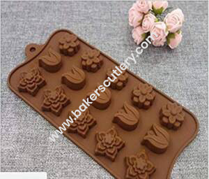 Baker's Cutlery® – 15 Cavity 3 Types Flowers Silicone Chocolate Mould