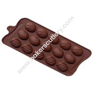 Baker's Cutlery® 15-Cavity Easter Egg Silicone Mould For Homemade Soap, Cake, Cupcake, Pudding, Jello, Bread,Soap Ice Cube Tray Mould Mold Shape Silicone Brown Chocolate Moulds
