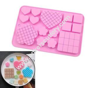 Baker's Cutlery® – 15 Cavity Heart, Mini Cadbury  &  Flower Bar Silicone Chocolate