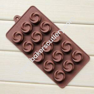 Baker's Cutlery® 15-Cavity Rose Flower Shape Silicone Brown Chocolate Moulds