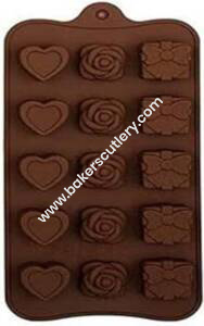 Baker's Cutlery® 15 Cavity Silicone Heart Rose Gift Design Chocolate Mould
