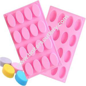 Baker's Cutlery® 16 Cavity Small Oval Mold Silicone Moulds For Soaps And Chocolate Jelly Desserts Mould