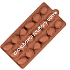 Baker's Cutlery® - 18 Cavity Diamond Gem Shape Silicone Chocolate Mould