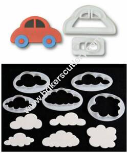 Baker's Cutlery® 2 Piece Set Car Shape Fondant Cutter And 5 Piece Cloud Cutter For Cake
