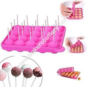 Baker's Cutlery® 20 Cavity Silicone Lolipops Stick Mould Muffins Cupcakes Mould For Lollipop Cake Baking Candy Making (Pack Of 1)