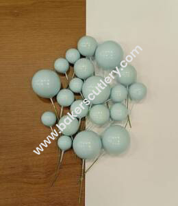 Baker's Cutlery® – 20 Pc Blue Faux Balls Topper For Cake  &  Cupcake Decoration.