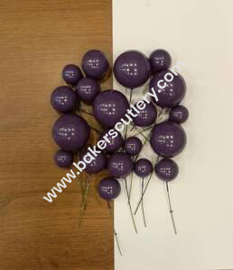 Baker's Cutlery® – 20 Pc Purple Faux Balls Topper For Cake  &  Cupcake Decoration.