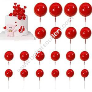 Baker's Cutlery® – 20 Pc Red Faux Balls Topper For Cake  &  Cupcake Decoration.