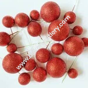 Baker's Cutlery® – 20 Pc Red Glitter Faux Balls Topper For Cake  &  Cupcake Decoration.