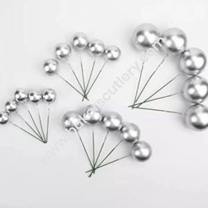 Baker's Cutlery® –20  Pc Silver Faux Balls Topper For Cake  &  Cupcake Decoration.