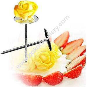 Baker's Cutlery® 2Pcs Cake Decorating Nails Stainless Steel Piping Nail 3D Rose Flower Maker Piping Bottom Tray Ice Cream Flowers Cake Decoration Tool