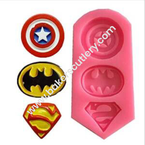 Baker's Cutlery® 3 Cavity Captain America Superman Batman Fondant Marzipan Mould
