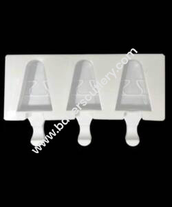 Baker's Cutlery® 3 Cavity White Wave Triangle Silicone Cakesicle Mold Popsicle Easy Ice Cream Bar Mold