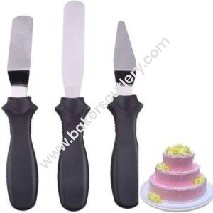 Baker's Cutlery® Cake Palette Knife Steel Icing Spatula 3 Pieces Set Cake Knife Cream Icing Frosting Spatula Baking Kitchen Pastry Cake Decoration Tool