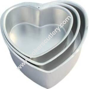 Baker's Cutlery® 3 Pc Aluminium Heart Cake Mould Set Sponge Baking For Microwave Oven Non Stick Cake Tins Sets 6 7 8 Inch