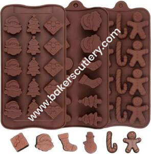 Baker's Cutlery® – 3 Pc Combo Silicone Chocolate Mould For Merry Christmas