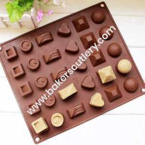 Baker's Cutlery® – 30 Cavity 6 Different Design Silicone Chocolate Mould