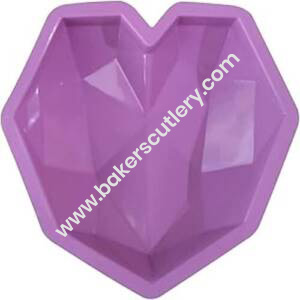 Baker's Cutlery® Single Cavity Pinata 3D Diamond Heart Shape For Chocolate Cake Ice Latice Candle Flexible Silicone Mold /Mould (Random Color)