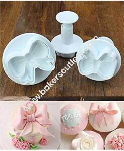 Baker's Cutlery® 3Pcs Bow Knot Cookie Plunger Mold Baking Tools Cake Cutter Sugarcraft Fondant