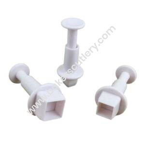 Baker's Cutlery® 3Pcs Square Shape Plunger Cookie Cutters Fondant Tool