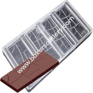 Baker's Cutlery® 4 Cavities 11.74.80.55Cm Big Rectangle Cube With Pattern Pc Polycarbonate Chocolate Mold Fondant Candy Moulds Ice Cube Molds