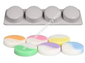 Baker's Cutlery® 4 Cavity Oval Silicone Moulds For Soaps And Chocolate Jelly Desserts?Mould
