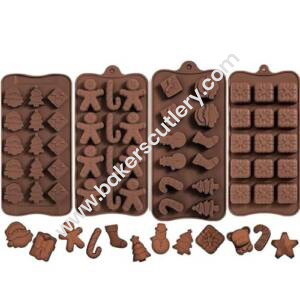 Baker's Cutlery® – 4 Pc Combo Silicone Chocolate Mould For Merry Christmas