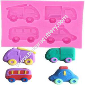 Baker's Cutlery® 4 In 1 Cars Shape Silicone Mould Sugarcraft Cake Cup Baker's Cutlery® Biscuit Mould