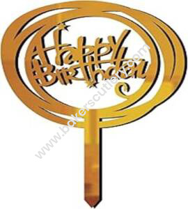 Baker's Cutlery® 4 Inch Mirror Finshing Acrylic Cake Topper Happy Birthday Circles