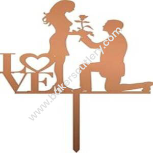 Baker's Cutlery® 4 Inch Mirror Finshing Acrylic Cake Topper Proposing Couples