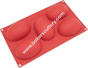 Baker's Cutlery®  Silicone 5 Cavity Half Egg Shape Soap Mold For Soap Making Idli Truffles Chocolate
