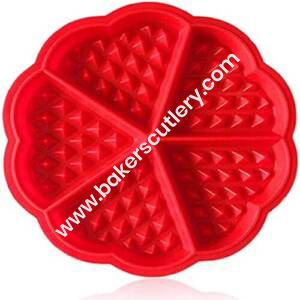 Baker's Cutlery® 5 Cavity  Heart Waffle Silicon Moulds Muffin Mould