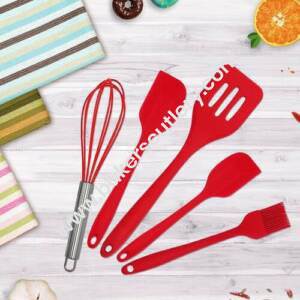 Baker's Cutlery® 5 Pieces Silicone Kitchen Utensils Spoon Set Cooking  &  Baking Tool Sets Non-Toxic Hygienic Safety Heat Resistant (Random Color)