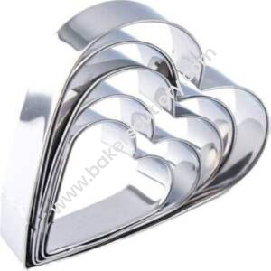 Baker's Cutlery® 5 Stainless Steel Heart Shape Cake/Bakery Cutter 4 Inch, 5 Inch, 6 Inch,7 Inch  &  8 Inch (Set Of 5 Cutters)