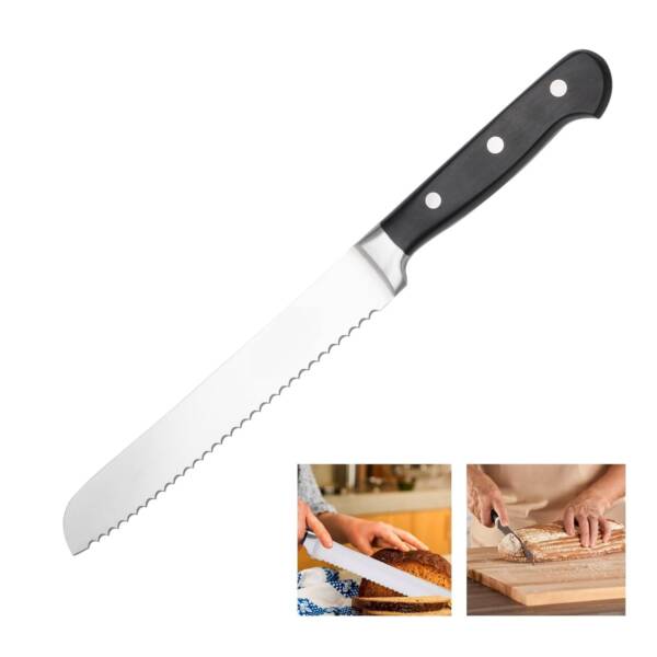 Baker's Cutlery® Bread Knife 16 Cm Wide Teeth, Black Color, Bread Knife