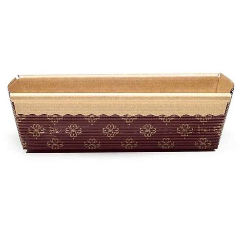 Baker's Cutlery® Bake  & Amp; Serve Paper Baking Mould Brown Light Golden Design Plum Cake Mold 10 Pcs