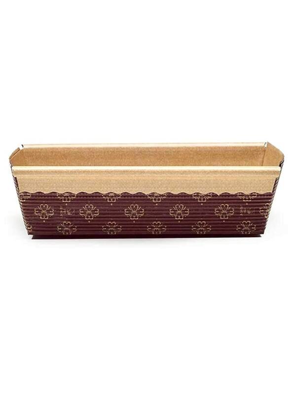 Baker's Cutlery® Bake  & Amp; Serve Paper Baking Mould Brown Light Golden Design Plum Cake Mold 10 Pcs