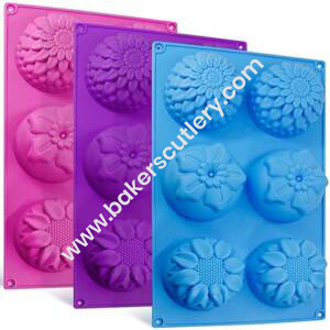 Baker's Cutlery® – 6 Cavity 3 Different Flowers Shape Silicone Mould