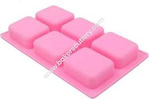 Baker's Cutlery® 6 Cavity Basic Square Design Homemade Melt And Pour Soap Cold Process Soap Muffins All Purpose Mould ; Soap Weight : Approx 120 Grams