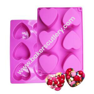 Baker's Cutlery® – 6 Cavity Big Heart Shape Silicone Mould