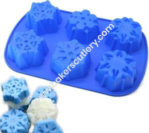 Baker's Cutlery® – 6 Cavity Christmas Snowflakes Mould For Chocolates, Soaps And More
