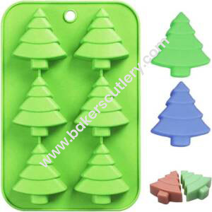 Baker's Cutlery® 6 Cavity Christmas Tree Silicon Moulds Muffin Mould