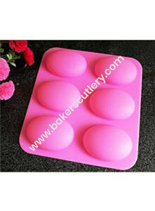 Baker's Cutlery® - 6 Cavity Easter Eggs Silicone Mould For Ice, Chocolate, Jelly, Soap, Colour-Random