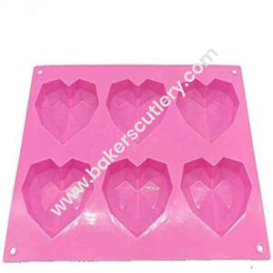 Baker's Cutlery® 6-Cavity Pinata Diamond Heart Cake Mould, Soap Mould Flexible Mould Silicone Mould For Ice Lattice Tray Chocolate Mould Candle Mould